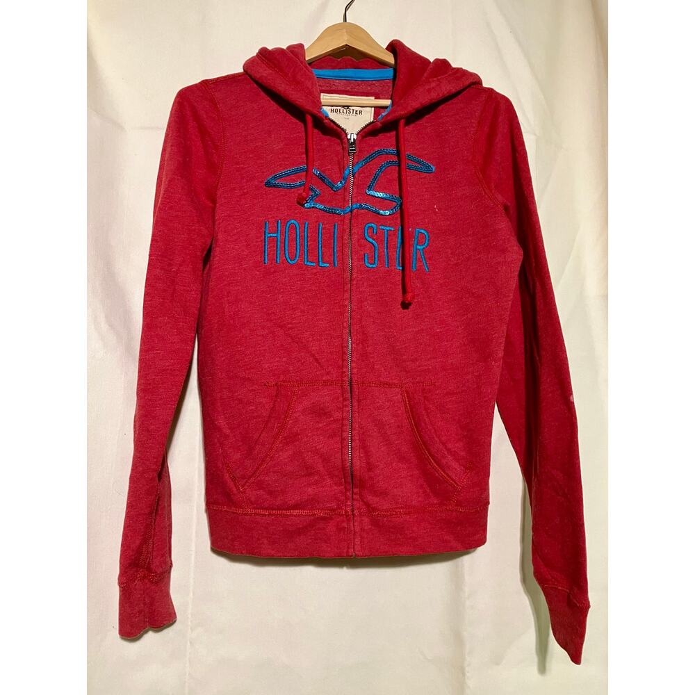 Hollister Red Zip Up Sweatshirt Size Medium.